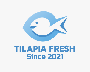 Tilapia - Blue Marine Fish logo design