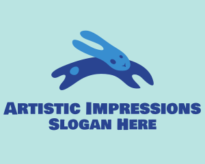 Abstract Blue Bunny logo design