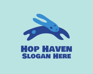 Hop - Abstract Blue Bunny logo design