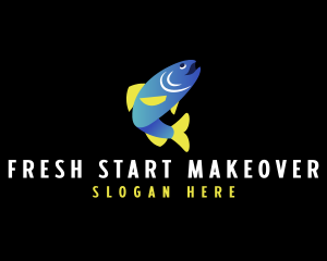 Smiley Trout Fish logo design