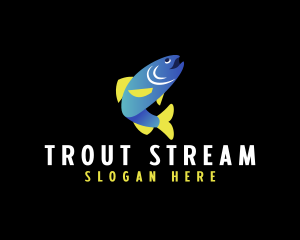 Trout - Smiley Trout Fish logo design