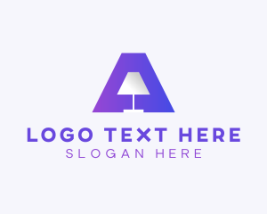 Negative Space - Furniture Lamp Letter A logo design