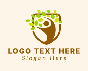 Non Profit - Nature Human Leaf Shield logo design