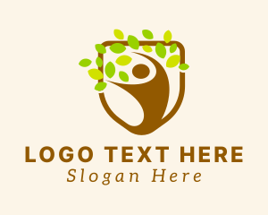 Natural - Nature Human Leaf Shield logo design