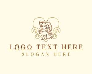 Saloon - Cowgirl Heart Hat logo design