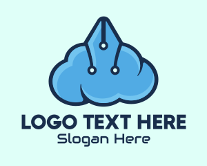 Blogging - Pen Circuit Cloud logo design