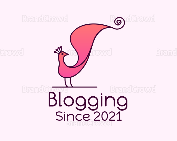 Pink Stylish Peacock Logo