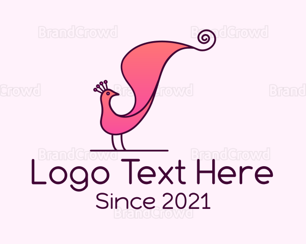 Pink Stylish Peacock Logo