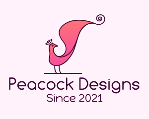 Pink Stylish Peacock logo design