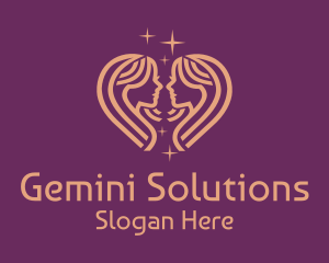 Celestial Gemini Zodiac logo design