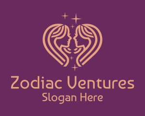 Celestial Gemini Zodiac logo design