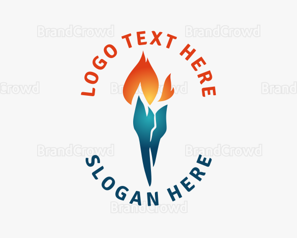 Heating Cooling Torch Logo