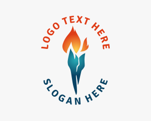 Fire - Heating Cooling Torch logo design