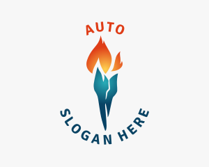 Cold - Heating Cooling Torch logo design