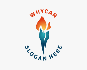Flame - Heating Cooling Torch logo design