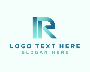 App - Digital Ribbon Letter R logo design