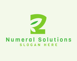 Numeral - Nature Leaf Number 2 logo design