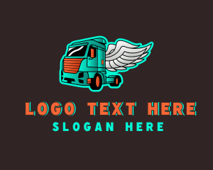 Highway - Freight Truck Wings logo design
