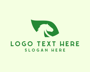Green - Leaf Horse Equestrian logo design