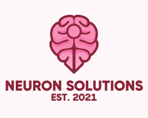 Neuron - Brain Map Pin logo design