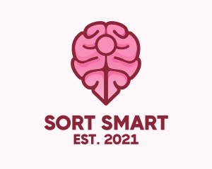 Brain Map Pin logo design