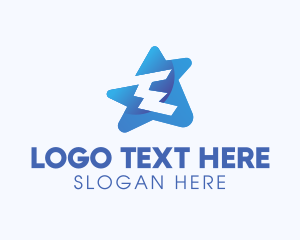 Negative Space - Digital Star Letter E logo design