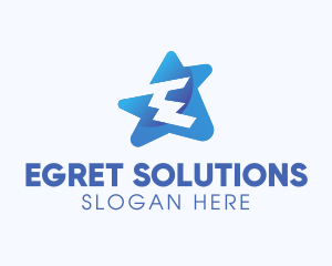 Digital Star Letter E logo design