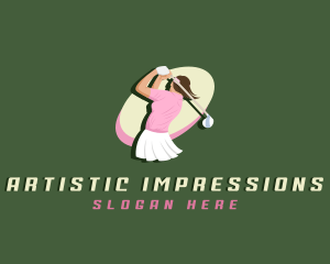 Woman Sports Golfer logo design