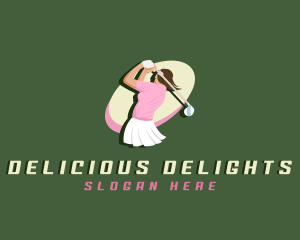 Woman Sports Golfer logo design