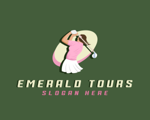 Woman Sports Golfer logo design