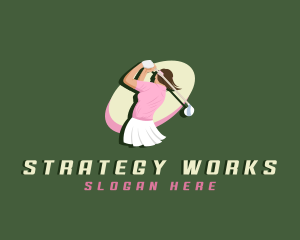 Woman Sports Golfer logo design