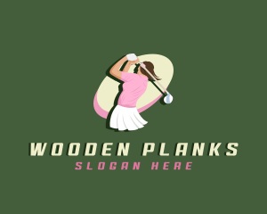 Woman Sports Golfer logo design