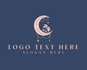 Crescent - Mystical Moon Flower logo design