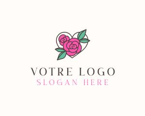 Heart Rose Flowers Logo