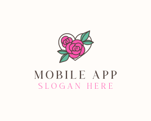 Heart Rose Flowers Logo