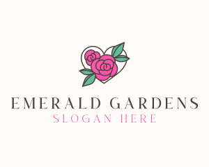 Heart Rose Flowers logo design