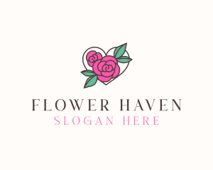 Heart Rose Flowers logo design