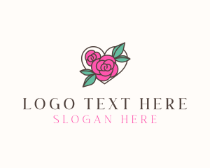 Heart Rose Flowers Logo