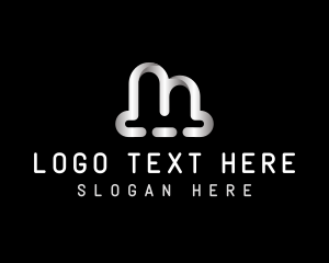 Digital Cloud Tech Letter M logo design