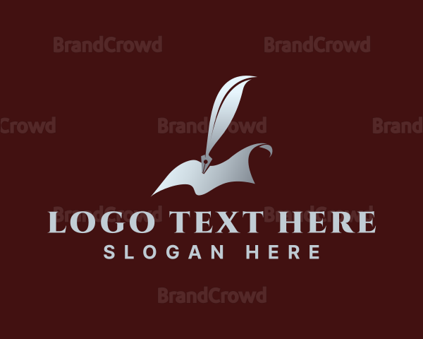 Feather Pen Document Writing Logo