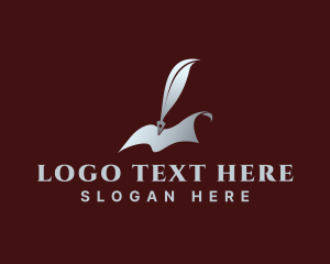 Writer - Feather Pen Document Writing logo design