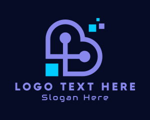 Pixelated - Digital Heart Pixel logo design