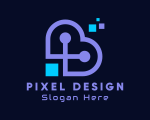 Digital Heart Pixel logo design