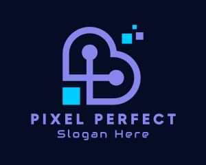 Digital Heart Pixel logo design