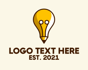Pen - Creative Light Bulb Pencil logo design