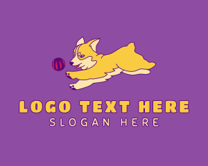 Grooming - Corgi Puppy Playing logo design