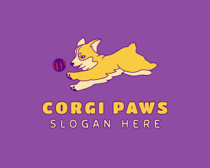 Corgi Puppy Playing logo design
