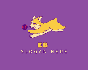 Ball - Corgi Puppy Playing logo design
