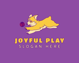 Playing - Corgi Puppy Playing logo design