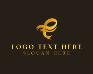 Gold - Ribbon Letter P logo design